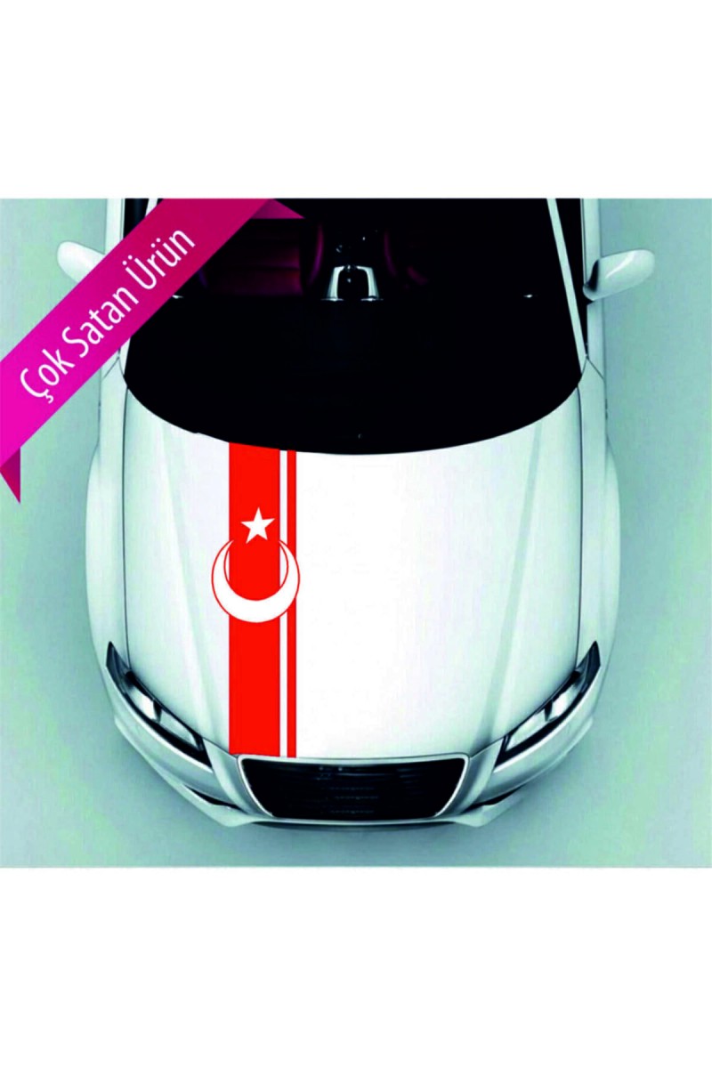 Ay Yıldız Kaput Şerit Oto Sticker Kırmızı 117*20 Cm