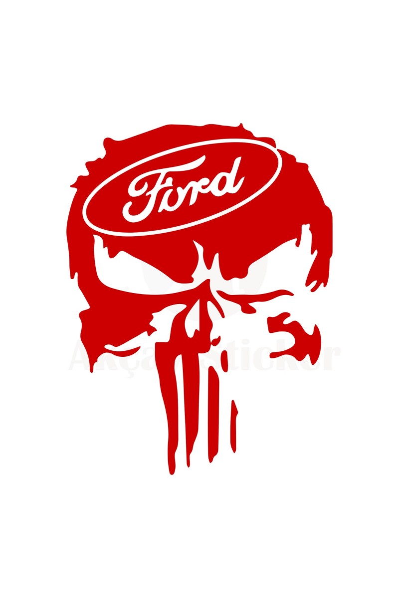 Ford İçin Uyumlu Aksesuar Kuru Kafa Oto Sticker Kırmızı 30*25 Cm