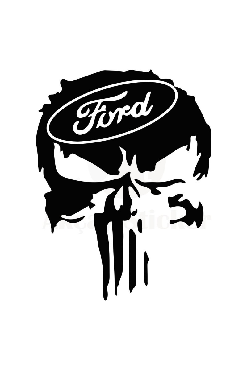 Ford İçin Uyumlu Aksesuar Kuru Kafa Oto Sticker Siyah 30*25 Cm