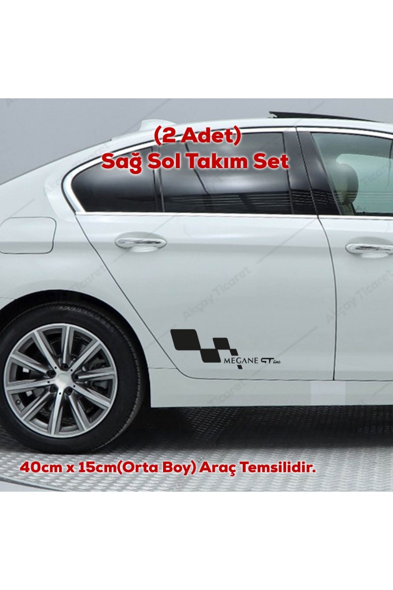 Renault Megane Gt Line Kapı Altı Sag Sol Takım Set Oto Sticker Siyah 40*15 Cm