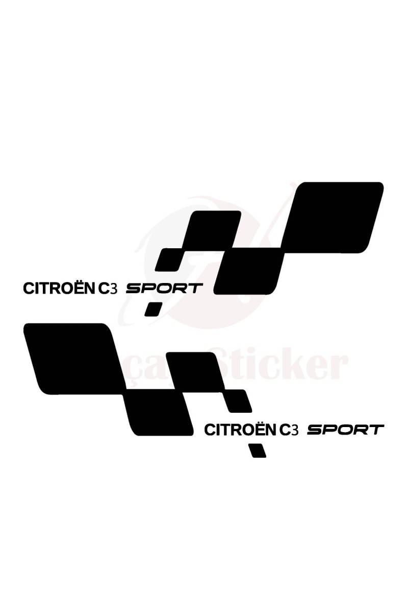 Citroen C3 İçin Uyumlu Aksesuar Kapı Altı Oto Sticker Siyah Sağ/Sol 2 Parça 40*15 Cm