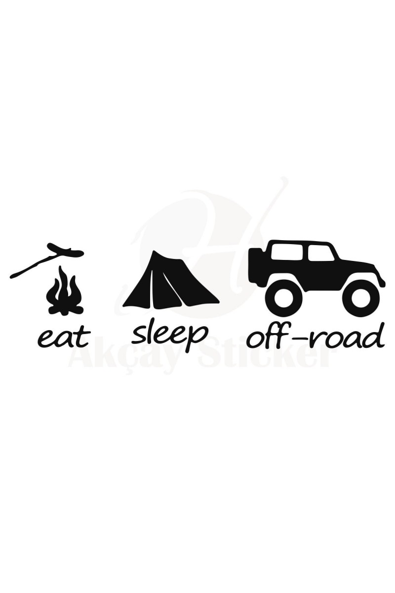 Eat Slepp Offroad Oto Sticker 4X4 Sticker Siyah 40*13 Cm