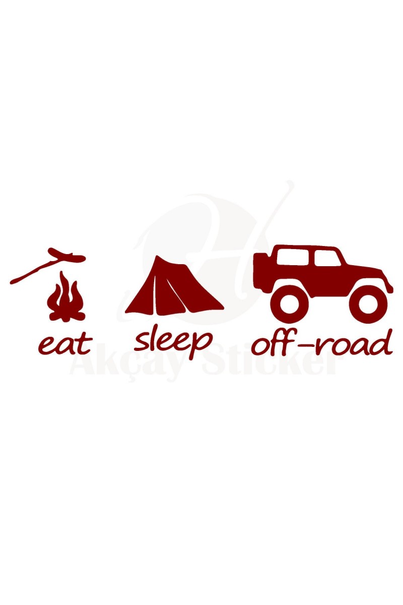 Eat Slepp Offroad Oto Sticker 4X4 Sticker Kırmızı 40*13 Cm