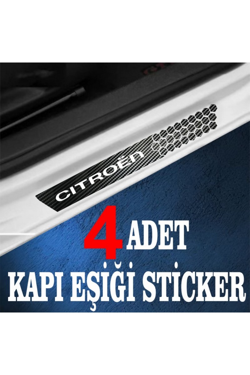 Citroen uyumlu  özel Oto Kapı eşikleri Sticker Karbon 4 Adet