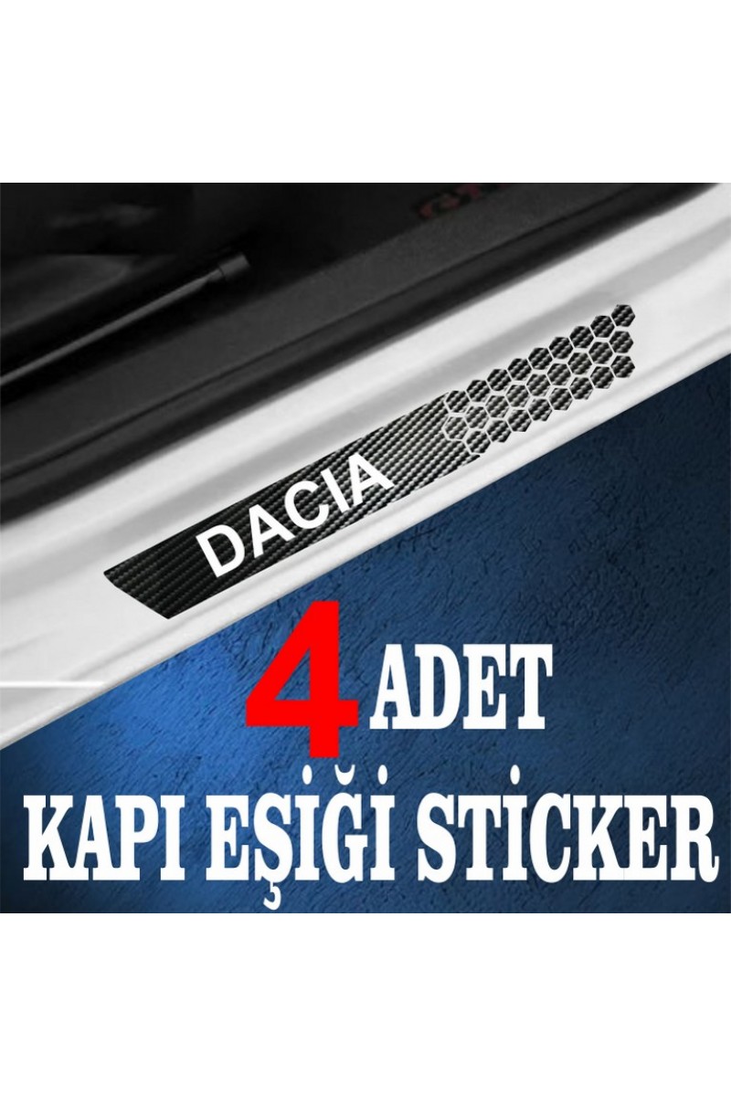 Dacia uyumlu  özel Oto Kapı eşikleri Sticker Karbon 4 Adet