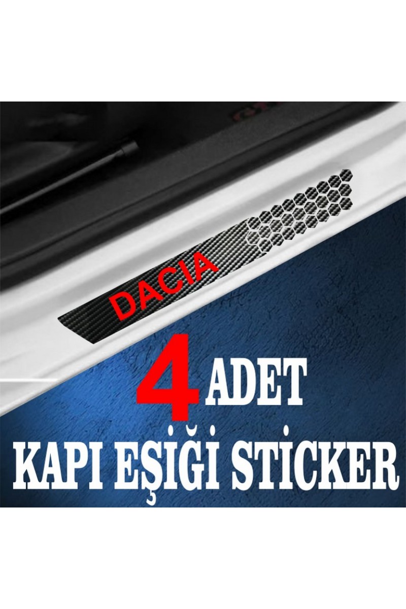 Dacia uyumlu  özel Oto Kapı eşikleri Sticker Karbon 4 Adet