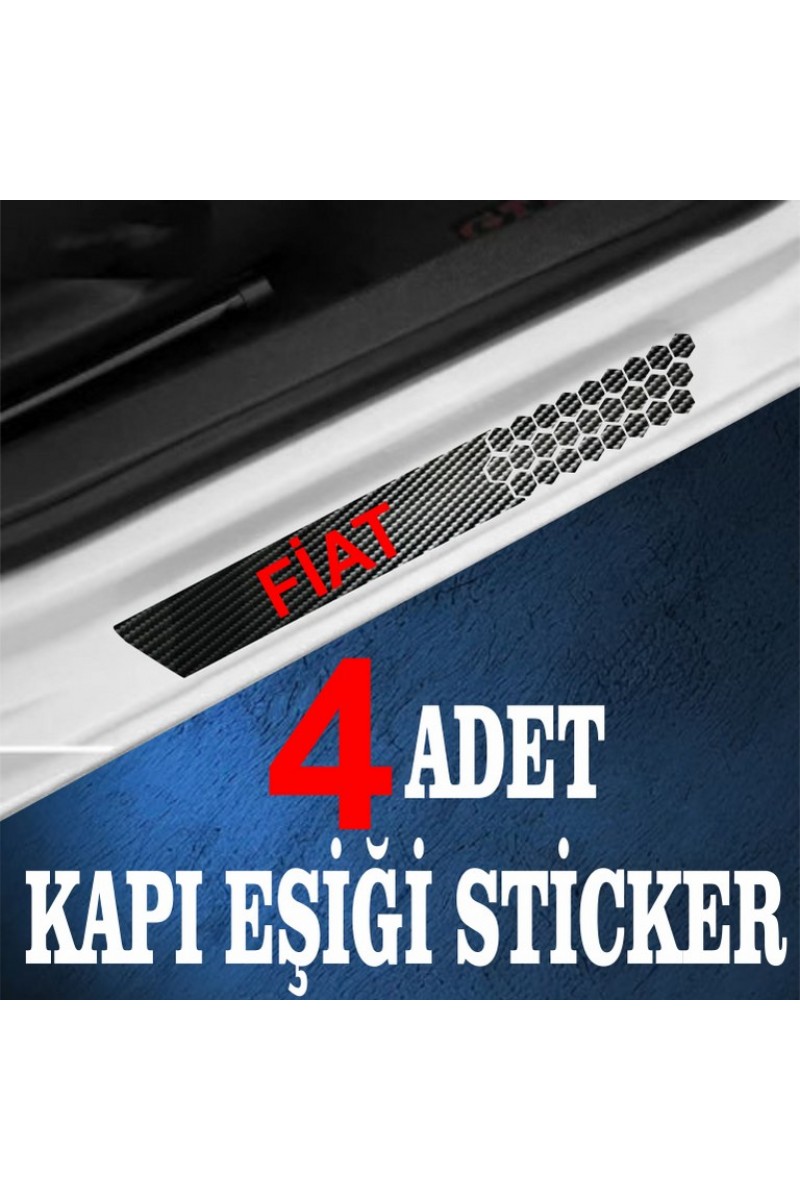 Fiat uyumlu  özel Oto Kapı eşikleri Sticker Karbon 4 Adet