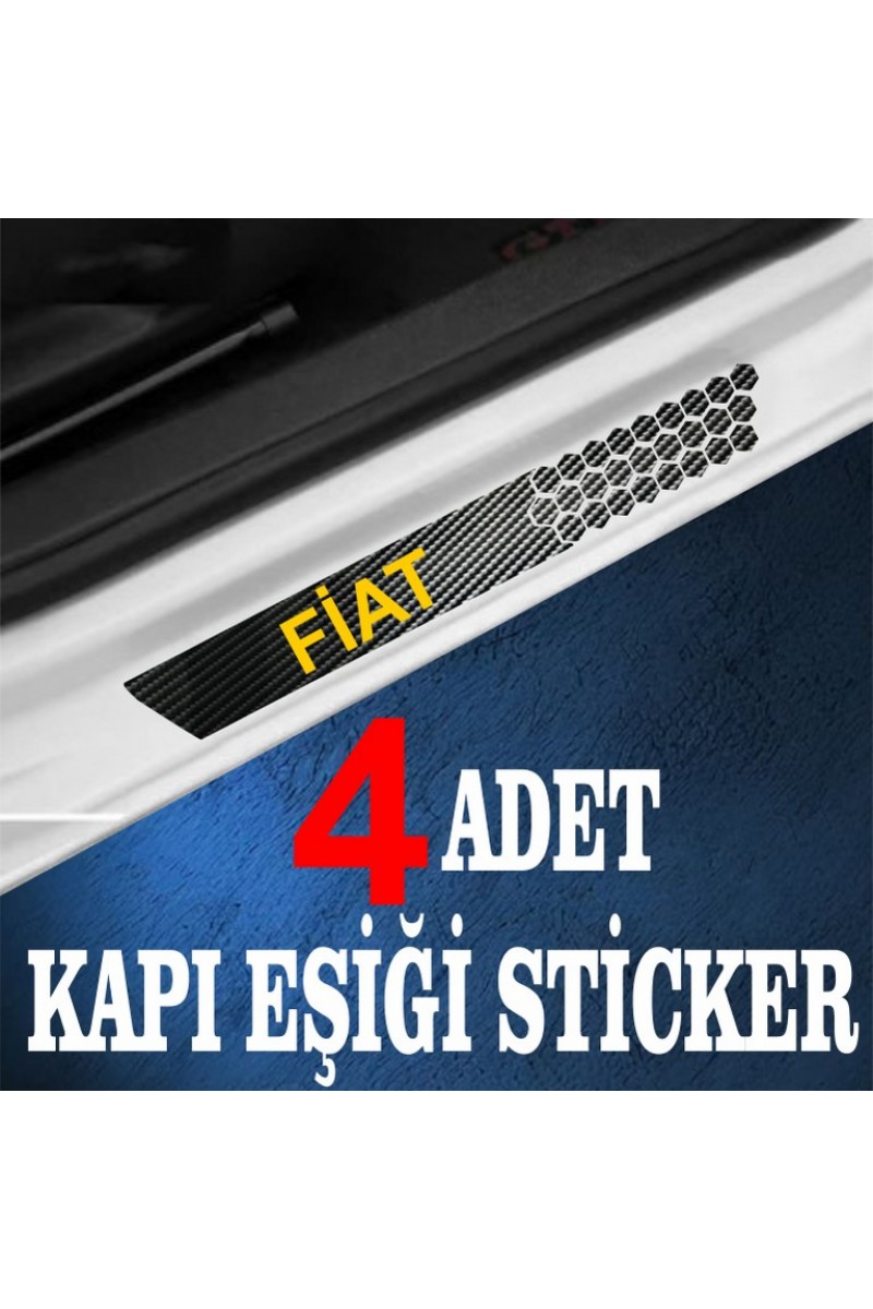 Fiat uyumlu  özel Oto Kapı eşikleri Sticker Karbon 4 Adet