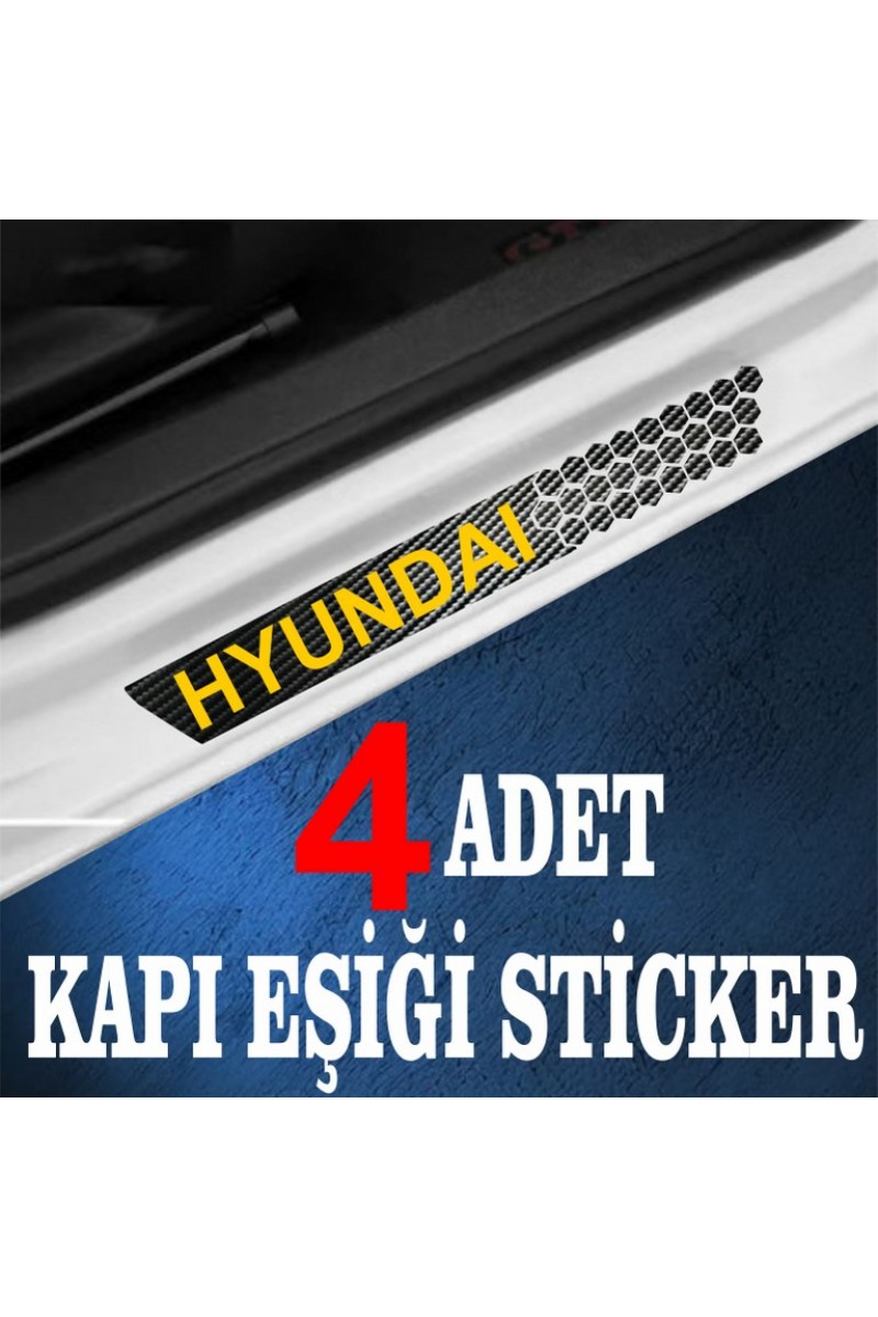 Hyundai uyumlu  özel Oto Kapı eşikleri Sticker Karbon 4 Adet