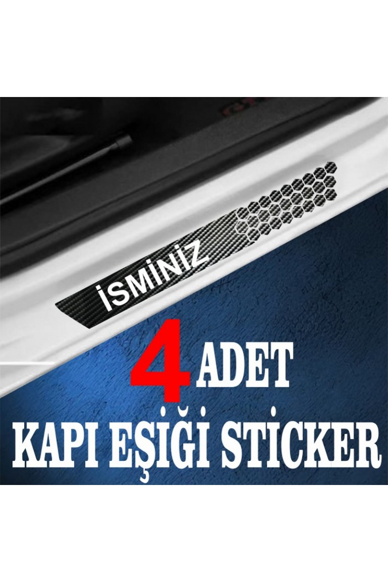 İsminiz özel Oto Kapı eşikleri Sticker Karbon 4 Adet