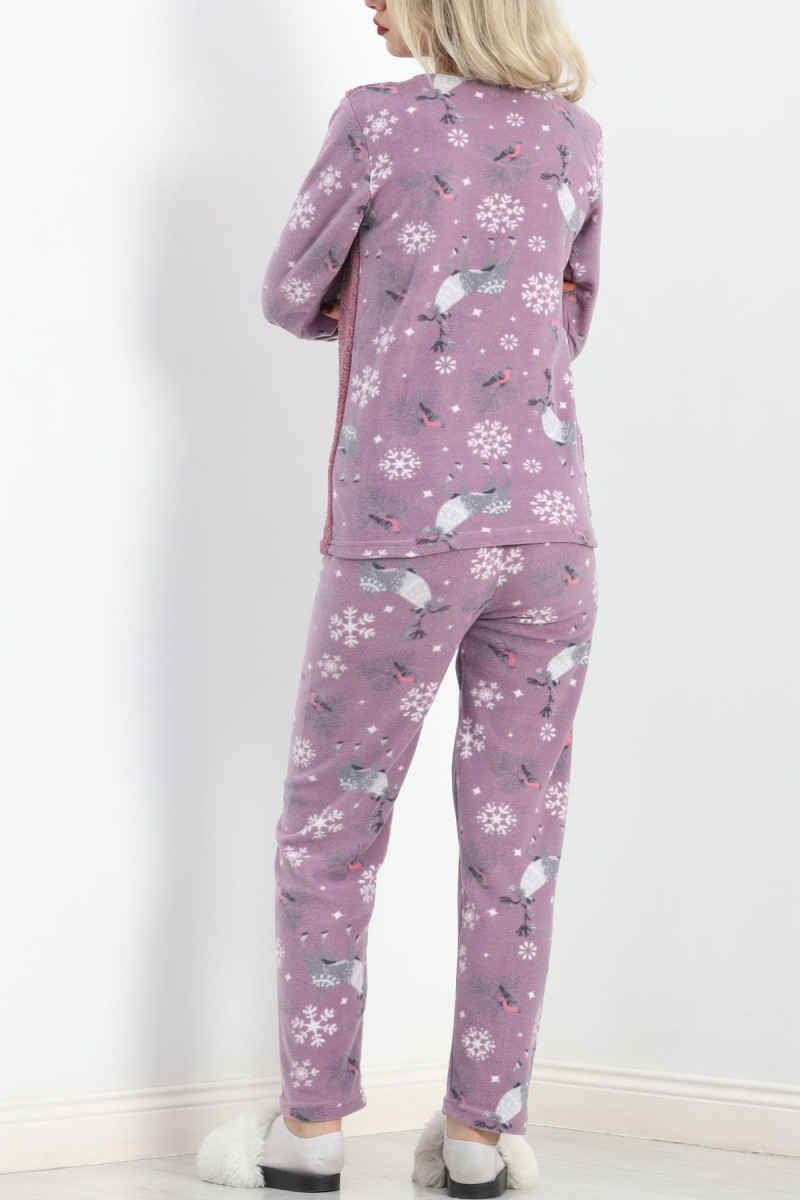 Peluş Polar Pijama Takımı Lilagri