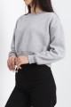 Şardonlu Crop Sweat Gri