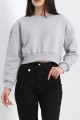 Şardonlu Crop Sweat Gri