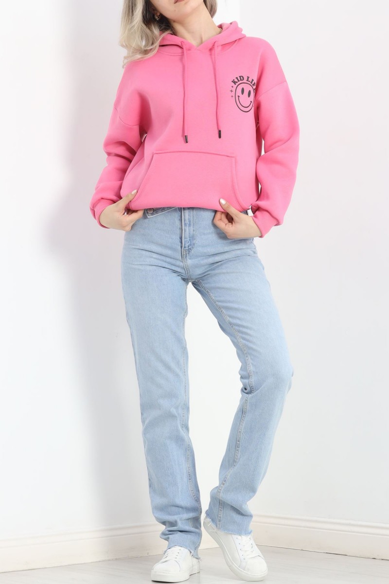 Baskılı Unisex Sweat Pembe