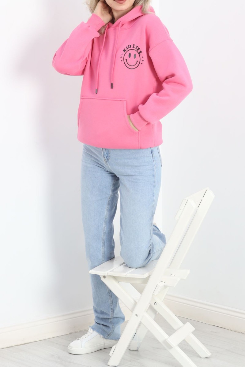 Baskılı Unisex Sweat Pembe