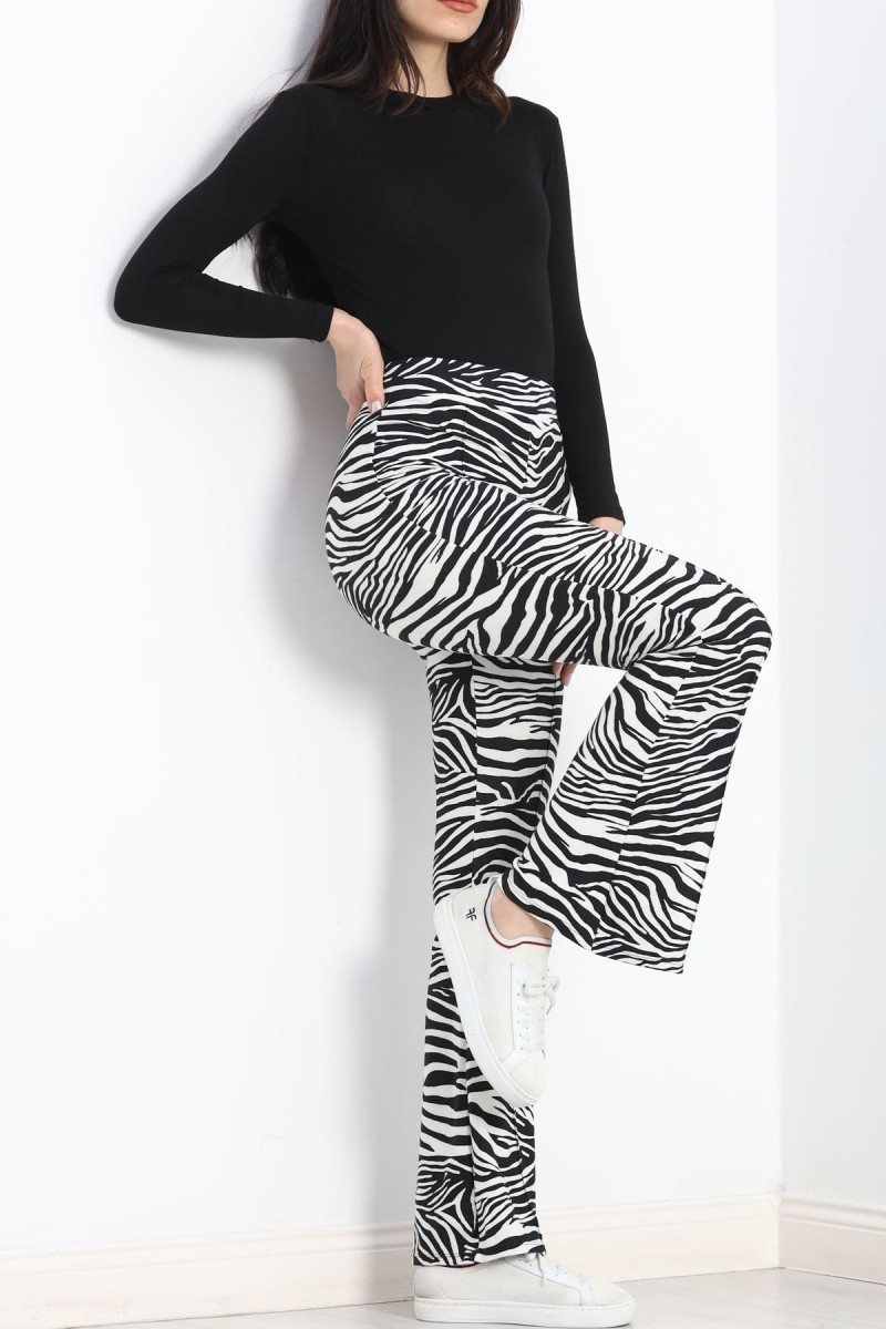 Desenli İspanyol Pantolon Zebra