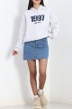 Kot Nakışlı Oversize 3 İplik Sweat Gri