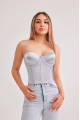 Saten Lycralı Crop Top