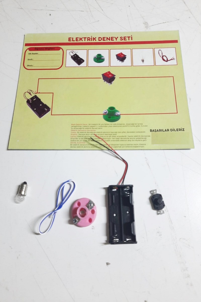 Okul Deney Seti - Elektrik Seti Ampul - Pil Yatağı - Duy -Düğme Seti (125125)